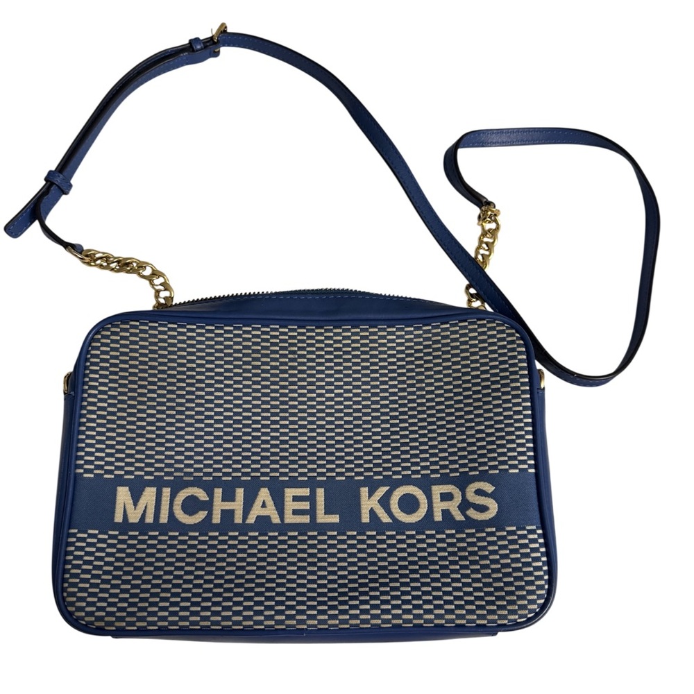 Used Michael Kors Blue Jet Set Large Crossbody Bag